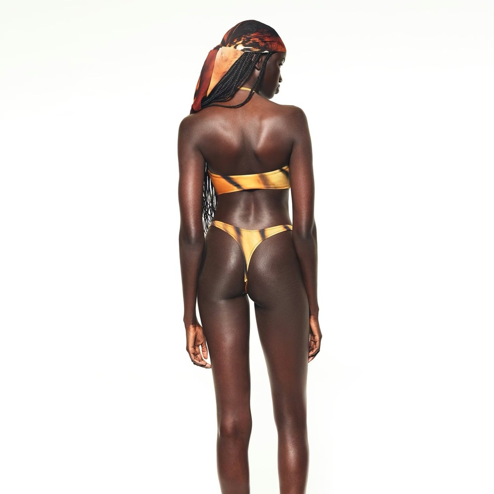 Skims X Roberto Cavalli Collab Swim Thong Bikini Bottom Tiger Face Print NWT - Picture 2 of 4